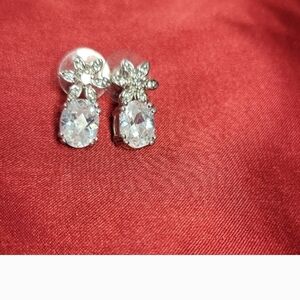 Adjusting For Buyer, NFS! Silver Crystal Flower Earrings